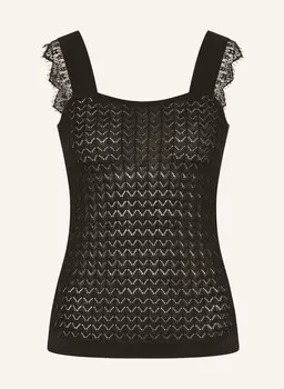 Вязаный топ с кружевом Y.A.S., черный