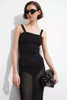 Вязаный топ с квадратным вырезом & Other Stories, черный