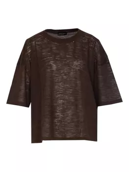 Вязаный топ с меланжевым эффектом Roberto Collina, коричневый