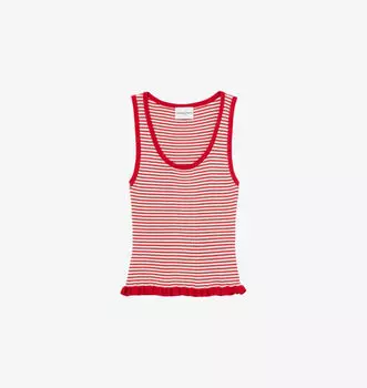 Вязаный топ с оборками Claudie Pierlot, красный