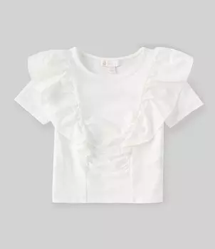Вязаный топ с оборками спереди GB Little Girls 2T-6X, белый