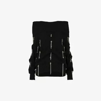 Вязаный топ с открытыми плечами, украшенный узлом Leem, черный