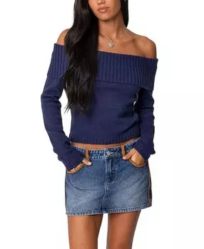 Вязаный топ с отложным воротником Edikted Tamara, синий