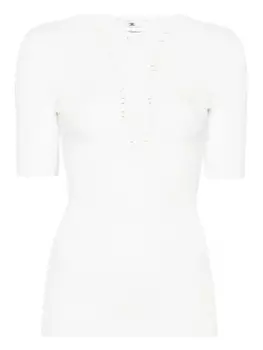 Вязаный топ с перекрещивающимися кружевами Elisabetta Franchi, белый