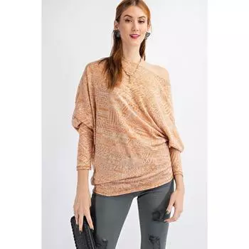 Вязаный топ с племенным принтом FASHNZFAB, коричневый