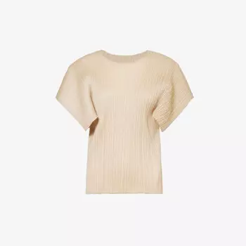 Вязаный топ с рукавами-крылышками August Pleats Please Issey Miyake, бежевый