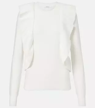 Вязаный топ с рюшами Agenzia Max Mara, белый