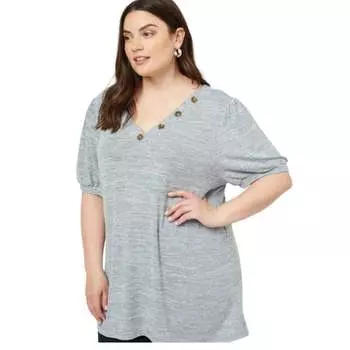 Вязаный топ с V-образным вырезом FASHNZFAB, цвет heather grey