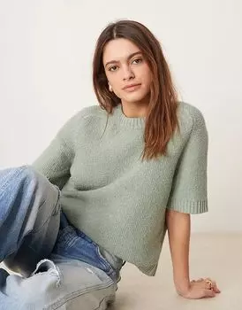 Вязаный топ с v-образным вырезом серого цвета Abercrombie & Fitch