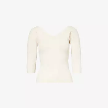 Вязаный топ с V-образным вырезом Weekend Max Mara, экрю