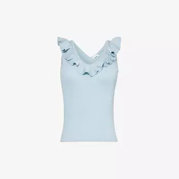 Вязаный топ с волнистой отделкой воланами Zimmermann, синий