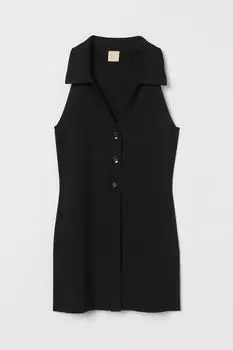 Вязаный топ с воротником H&amp;M, черный
