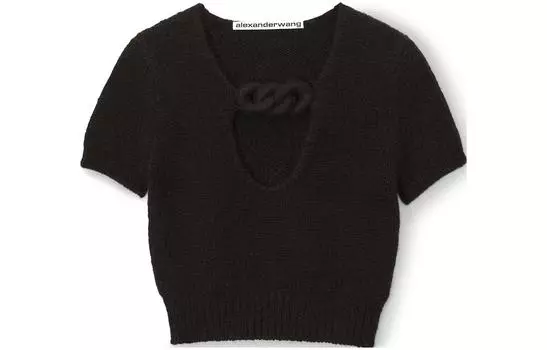 Вязаный топ с вырезом по кругу Alexander Wang, черный