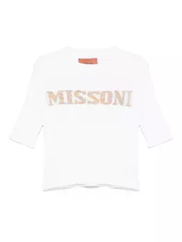 Вязаный топ с вышитым логотипом Missoni Kids, белый