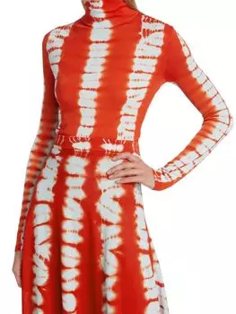 Вязаный топ с высоким воротником, окрашенный в технике тай-дай Proenza Schouler, цвет Red Multi