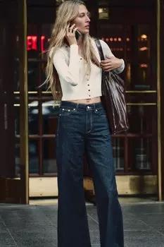Вязаный топ с золотыми пуговицами ZARA, экрю