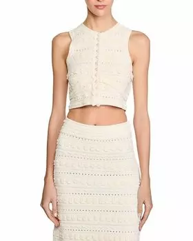 Вязаный топ Sandro, слоновая кость/кремовый