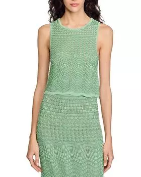 Вязаный топ Sandro, зеленый