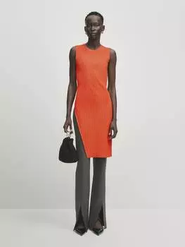 Вязаный топ со шлицевой деталью Massimo Dutti, розовый