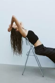 Вязаный топ-труба H&M, черный