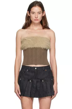 Вязаный топ-труба с бахромой Andersson Bell, коричневый