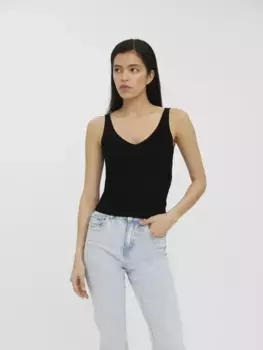 Вязаный топ Vero Moda "VMGLORY SL RIB TOP", черный