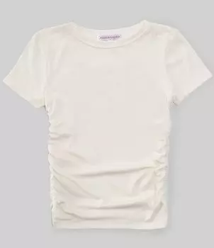 Вязаный топ в рубчик с короткими рукавами Honey & Sparkle для больших девочек 7–16 лет, слоновая кость