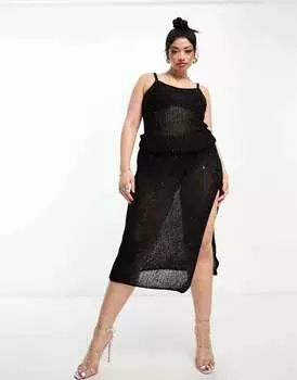 Вязаный топ-жилет черного цвета из пряжи с пайетками Curve Curve ASOS