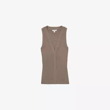 Вязаный топ-жилет Lanette Reiss с рубчиком, коричневый