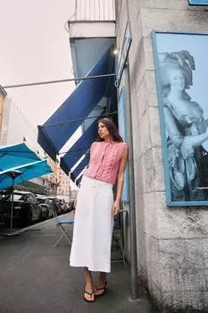 Вязаный топ-жилет с цветочными пуговицами ZARA, розовый
