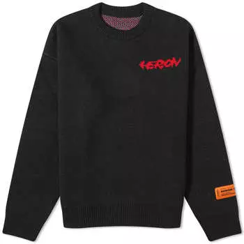 Вязаный трикотаж Heron Preston Flaming Crew, черный