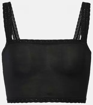 Вязаный укороченный топ из шелка Dolce&Gabbana, черный