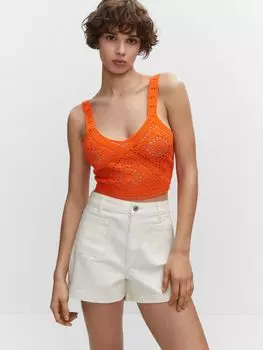 Вязаный укороченный топ Mango Martes, оранжевый