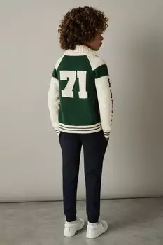 Вязаный университетский кардиган Huston Reiss, зеленый