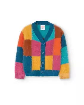 Вязаный жакет для девочки на пуговицах и V-образным вырезом Boboli, мультиколор