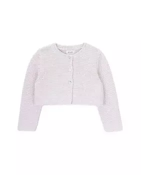 Вязаный жакет для девочки с круглым вырезом Knot, белый