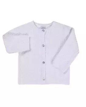 Вязаный жакет для девочки с круглым вырезом и застежкой на пуговицы Dadati, белый