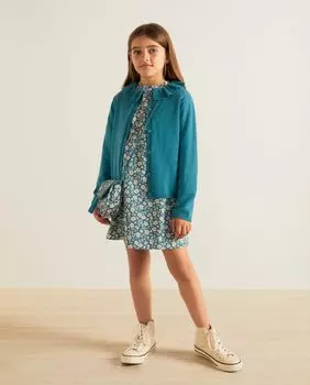 Вязаный жакет для девочки с рюшным воротником Coconut El Corte Ingls, синий