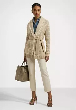 Вязаный жакет GEO MOTIF BELTED LINEN BLEND CARDIGAN Ralph Lauren, бежевый