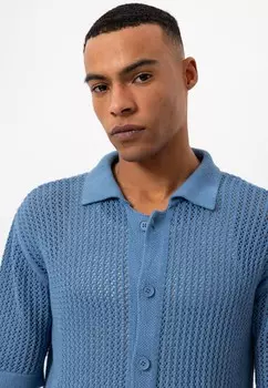 Вязаный жакет NIAMEY SHORT SLEEVE REGULAR FIT CELLULAR KNITTED Antioch, синий