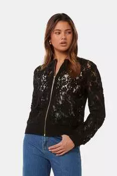 Вязаный жакет Riley с кружевом Forever New, черный