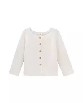 Вязаный жакет с длинным рукавом и деревянными пуговицами Dadati, белый