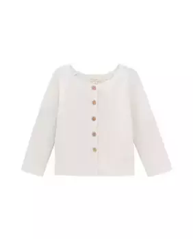 Вязаный жакет с длинным рукавом и деревянными пуговицами Dadati, белый