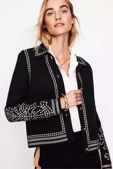 Вязаный жакет с воротником Boden, черный