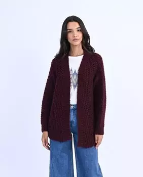 Вязаный женский кардиган с длинным рукавом Molly Bracken, гранатовый