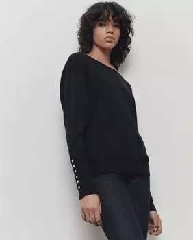 Вязаный женский кардиган с пуговицами на рукавах IKKS, черный