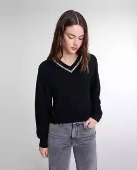Вязаный женский свитер Maje, черный