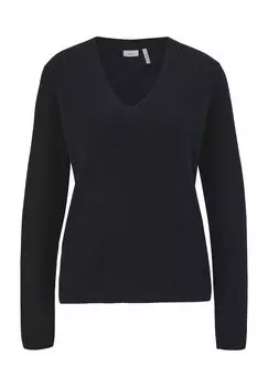 Вязаный женский свитер с V-образным вырезом s.Oliver BLACK LABEL, цвет Grey Black