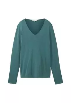 Вязаный женский свитер с V-образным вырезом TOM TAILOR, цвет Sea Pine Green