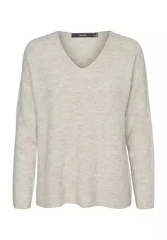 Вязаный женский свитер с V-образным вырезом VERO MODA, цвет Birch